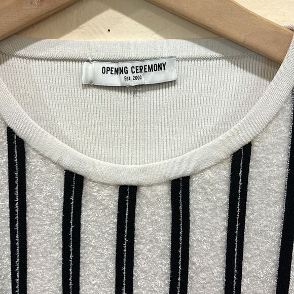 Opening Ceremony Black/White Striped Piped Argyle Two-Tone Bodycon Dress - S / M - Picture 7 of 14